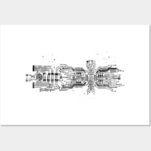 Circuit board with brain Posters and Art